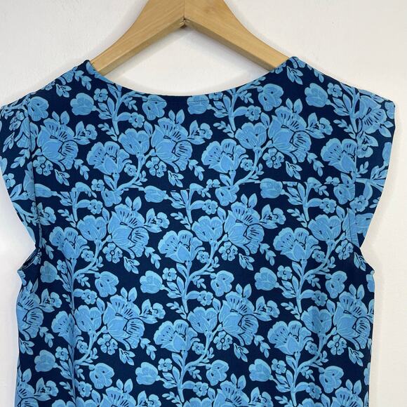 Cabi Java Blue Floral Tie Waist Cap Sleeve Button front Lightweight Dress 5265 S - Picture 11 of 16